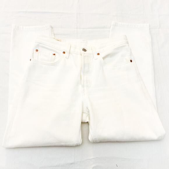 Levi's 501 Cream Denim Jeans Button Fly Size 26 x 26 - Picture 4 of 8